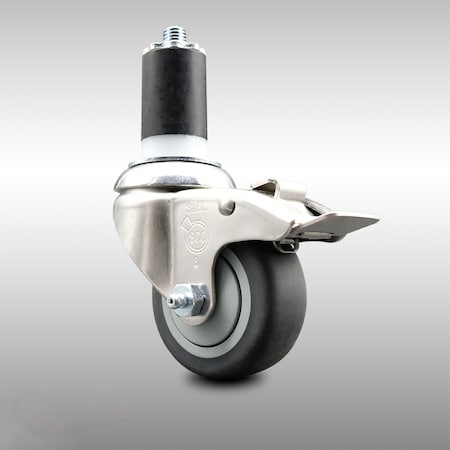 Service Caster 3.5 Inch 316SS Thermoplastic Rubber Swivel 1-5/8 Inch Stem Caster Lock Brake SCC SCC-SS316TTLEX20S3514-TPRB-158